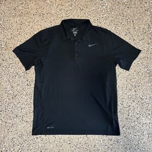 Nike Dri-Fit Golf Polo Shirt Men's L Black Short Sleeve Activewear Performance